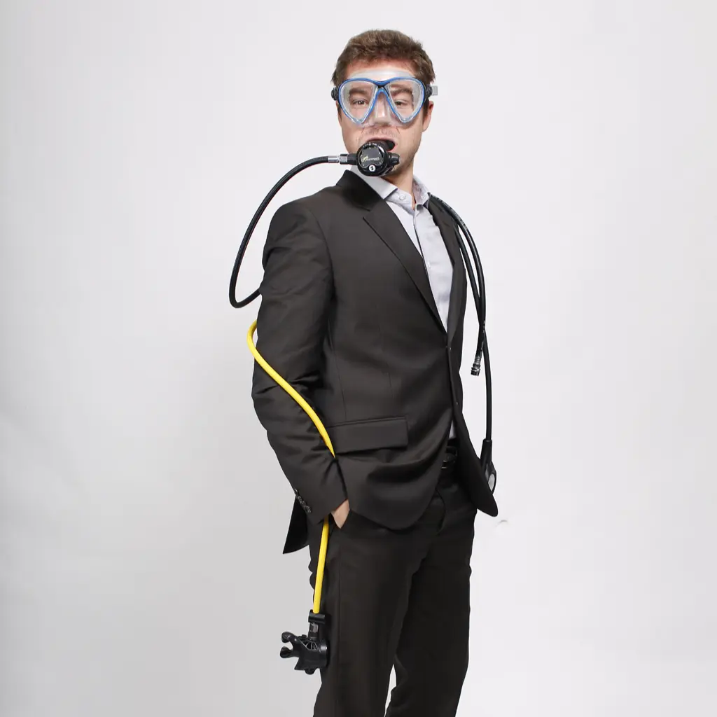 Arnaud Joubay, in a suit and scuba gear